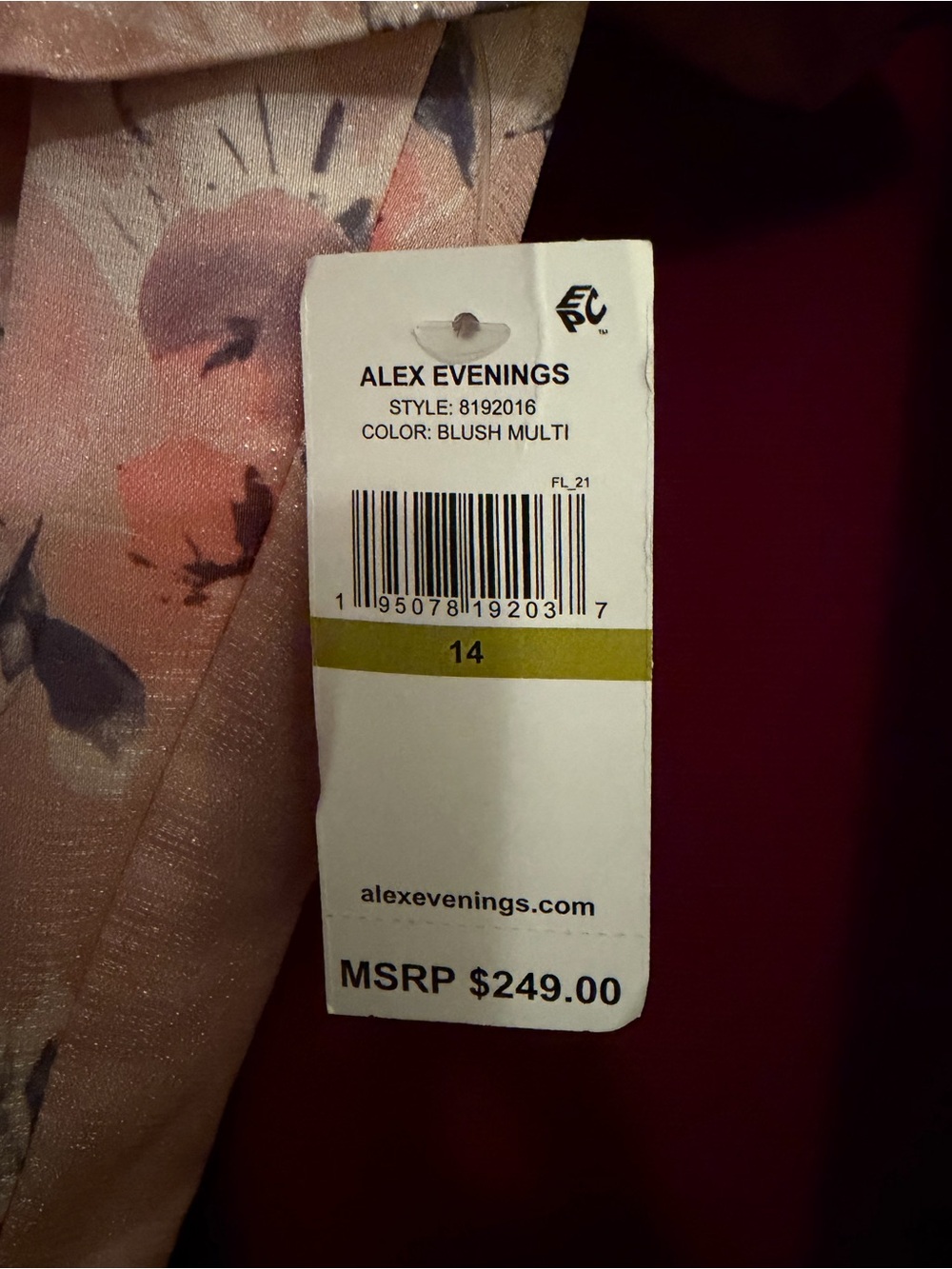 Alex Evenings Pink Floral One-Shoulder Evening Gown - Picture 4 of 4